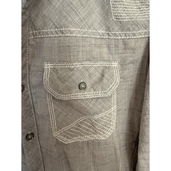 Buckle black men’s button up long sleeve Gray shirt Size medium standard fit  - Picture 3 of 8